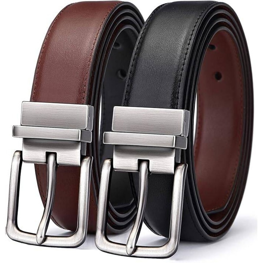 BULLIANT 1pc Men's 32"-34" Reversible Belt Adjustable 1.25" Cut For Fit 2 Side